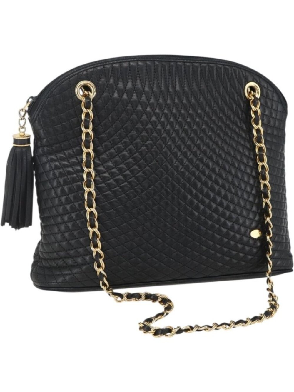 BALLY Chain Shoulder Bag Leather Navy Gold